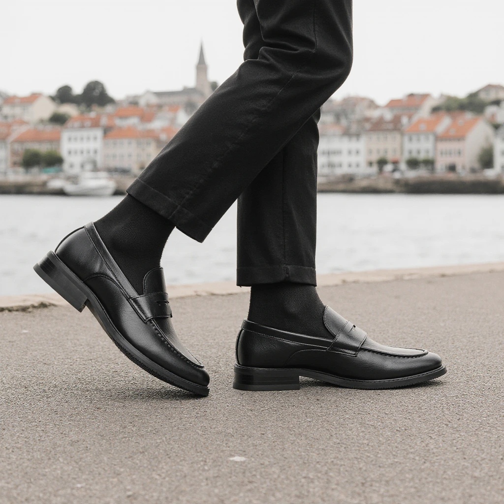 Leatherworking Classic - Sapatos Clássicos de Couro Preto para