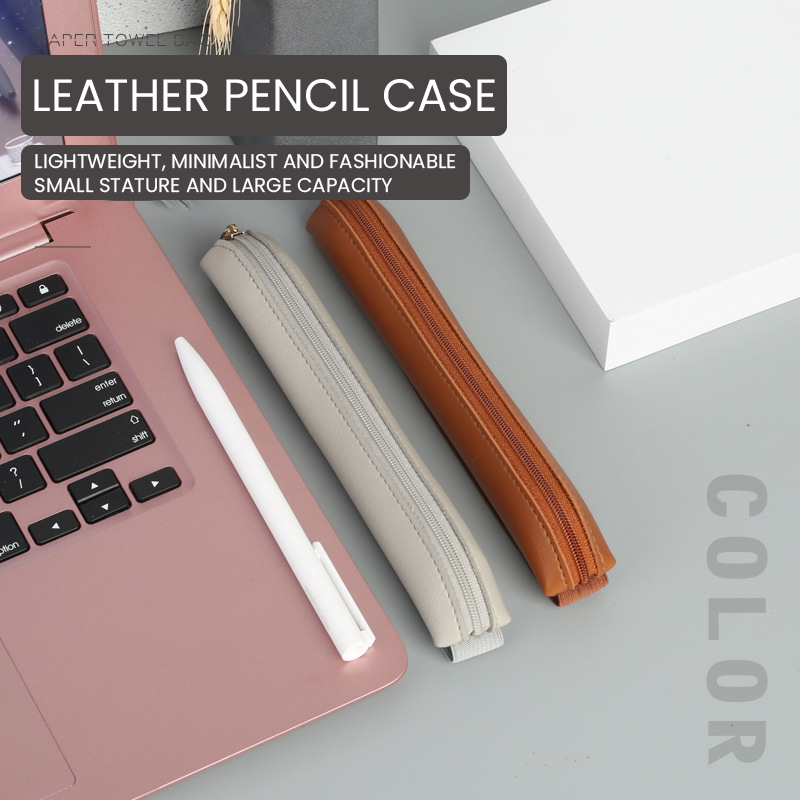 Leatherwork Books - PU Couro Pen Holder com Zíper