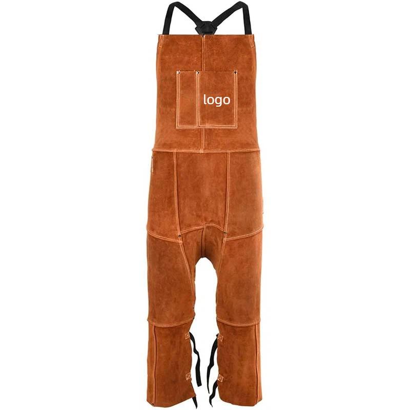Leather Work Overalls - Macacão masculino calças logotipo impresso soldagem