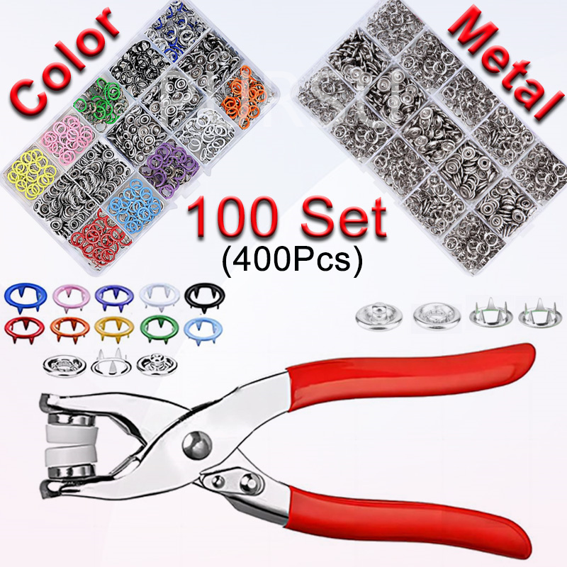 Snap Fastener Setter - 100 conjuntos de alicates de pressão