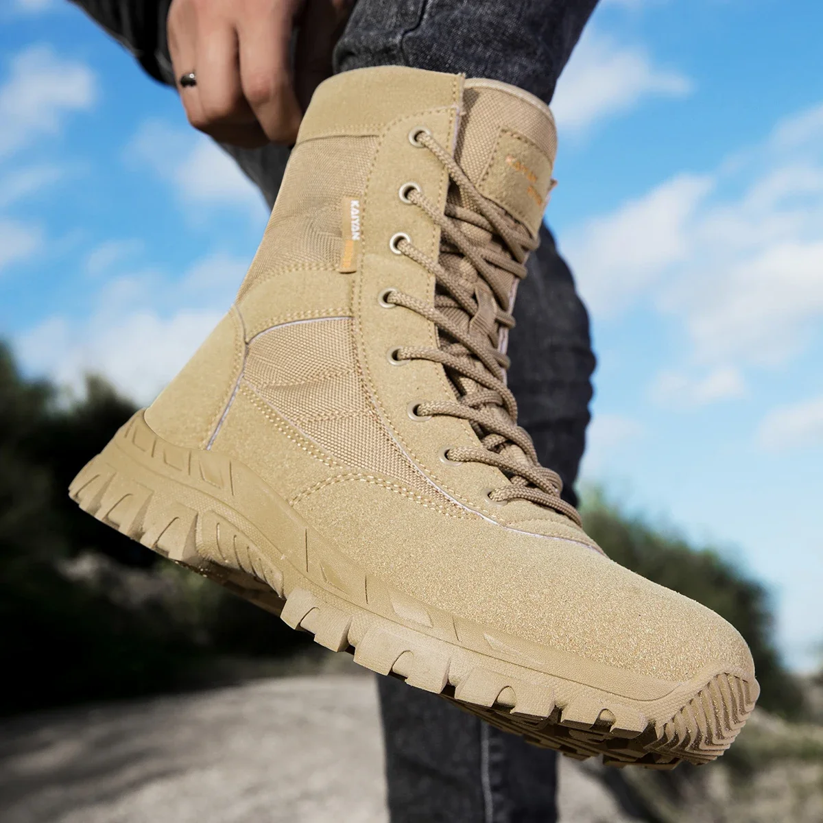 Leather Work Boots - Sapatos de caminhada ao ar livre