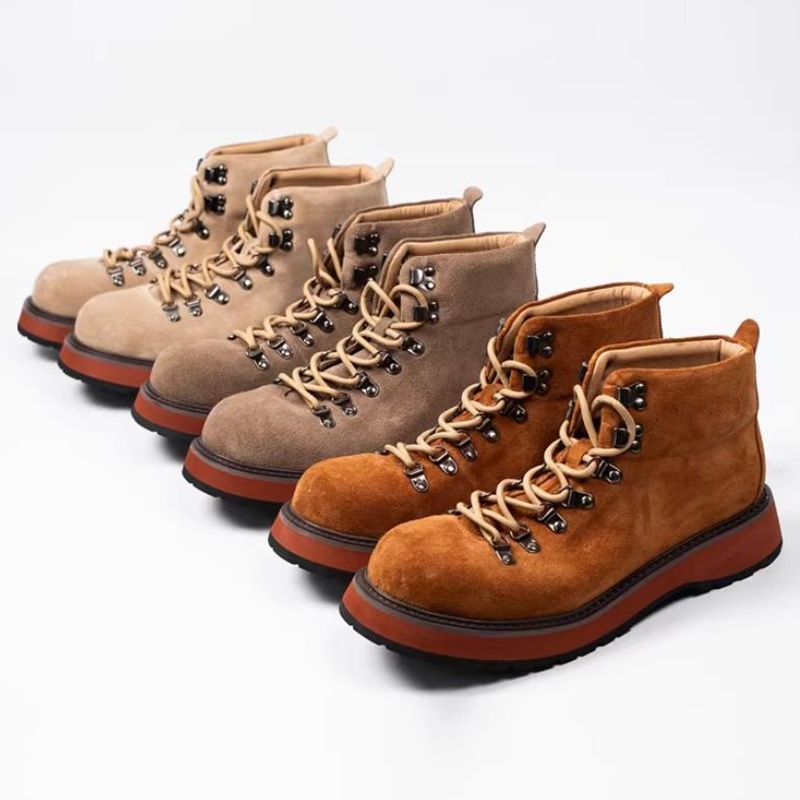 Leather Work Boots - Botas de cano alto masculinas de