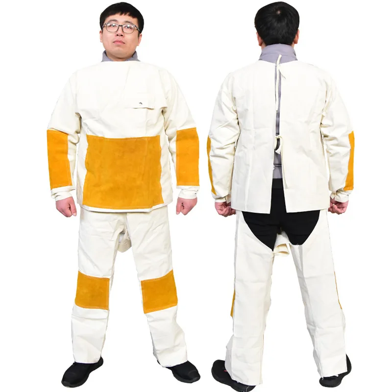 Leather Work Overalls - Roupas de soldador lona terno de