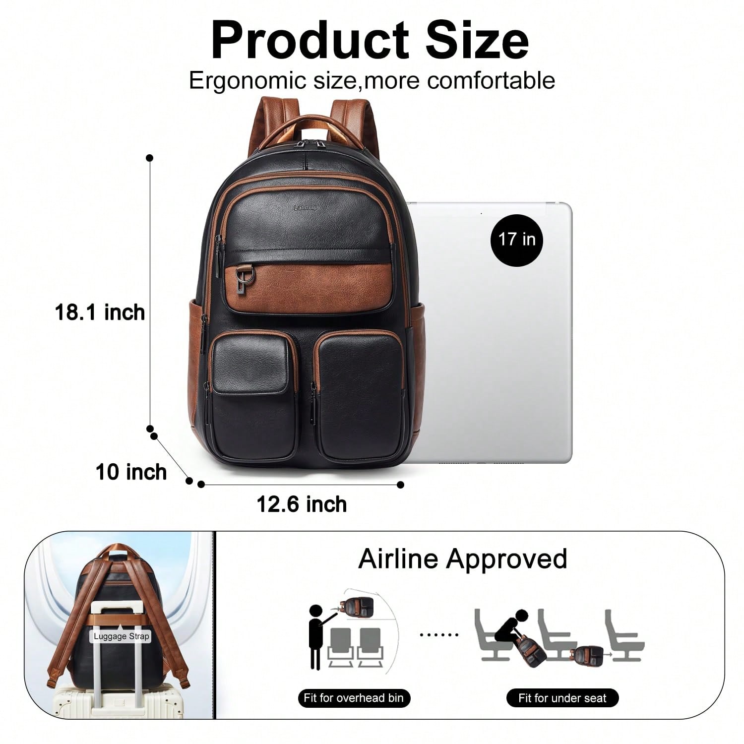 Mochila de Couro Vegano LATMAP - Leather Work Womens Backpack avaliação e preço