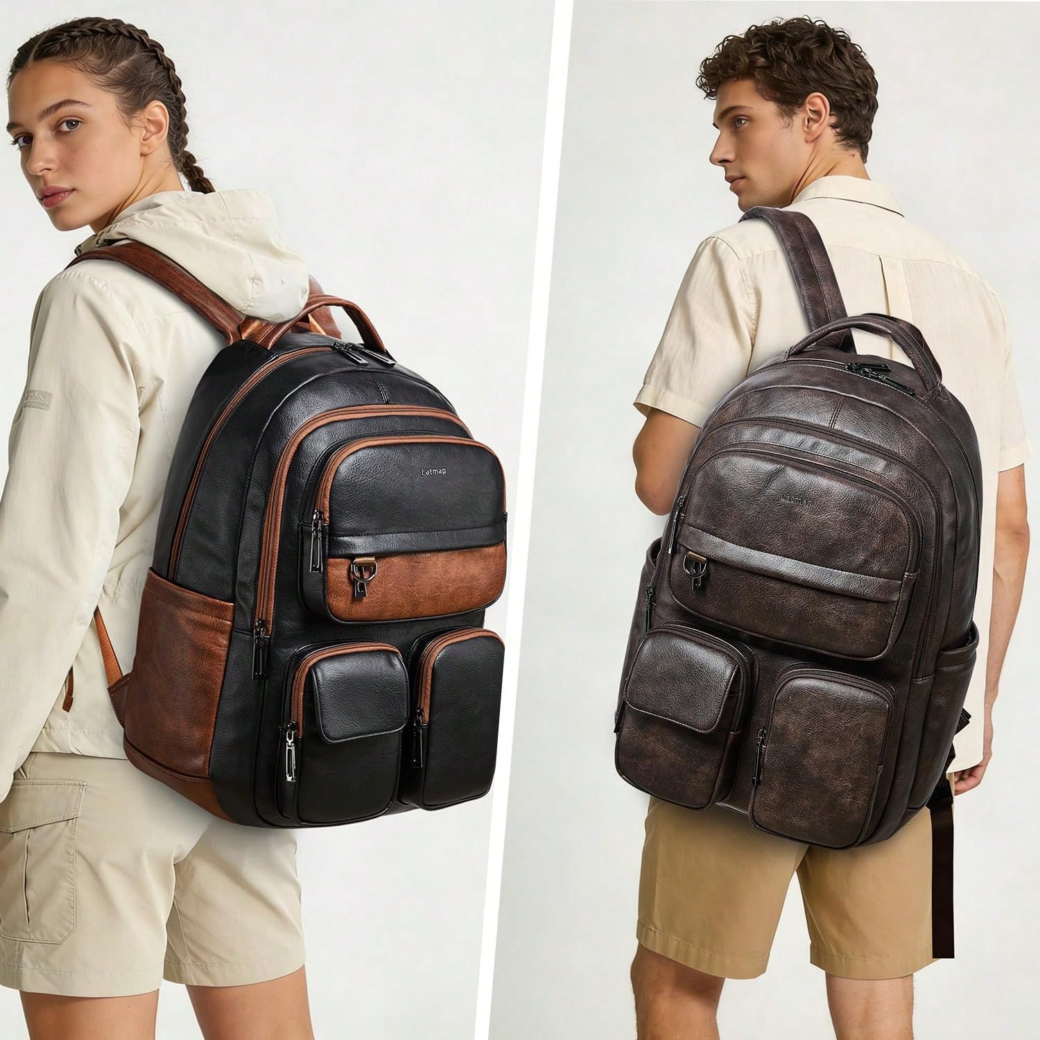 Mochila de Couro Vegano LATMAP - Leather Work Womens Backpack avaliação e preço
