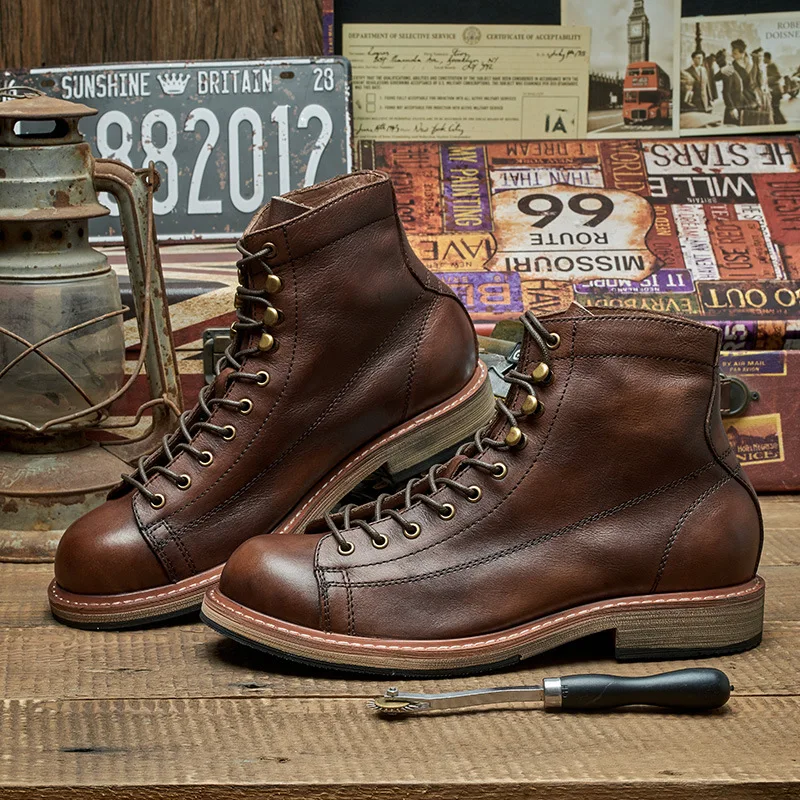 Botas masculinas artesanais br - Leather Work Boots avaliação e preço