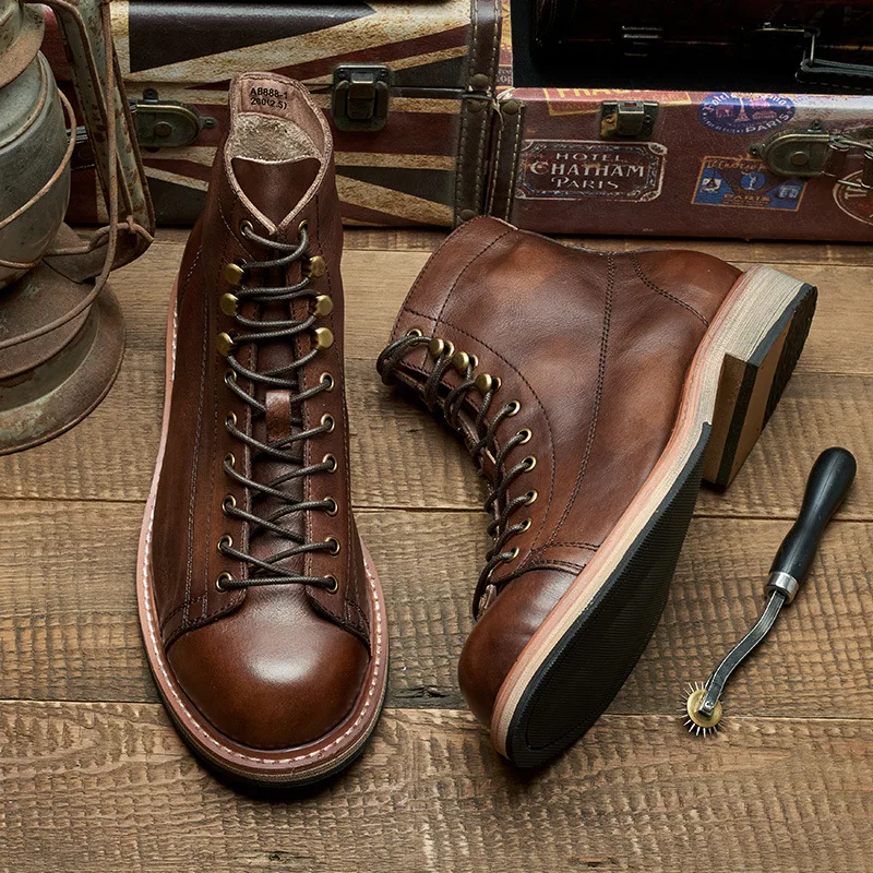Botas masculinas artesanais br - Leather Work Boots avaliação e preço