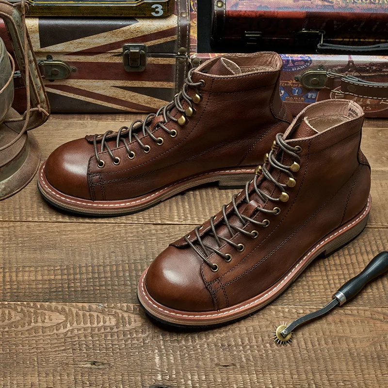 Botas masculinas artesanais br - Leather Work Boots avaliação e preço