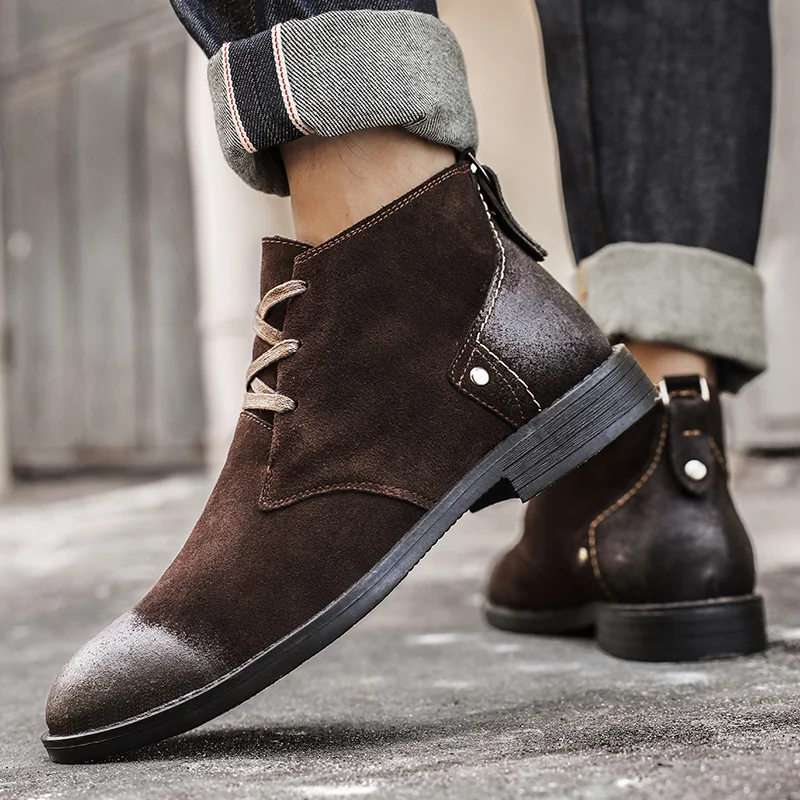 Nova camurça de vaca botas de  - Leather Work Boots avaliação e preço