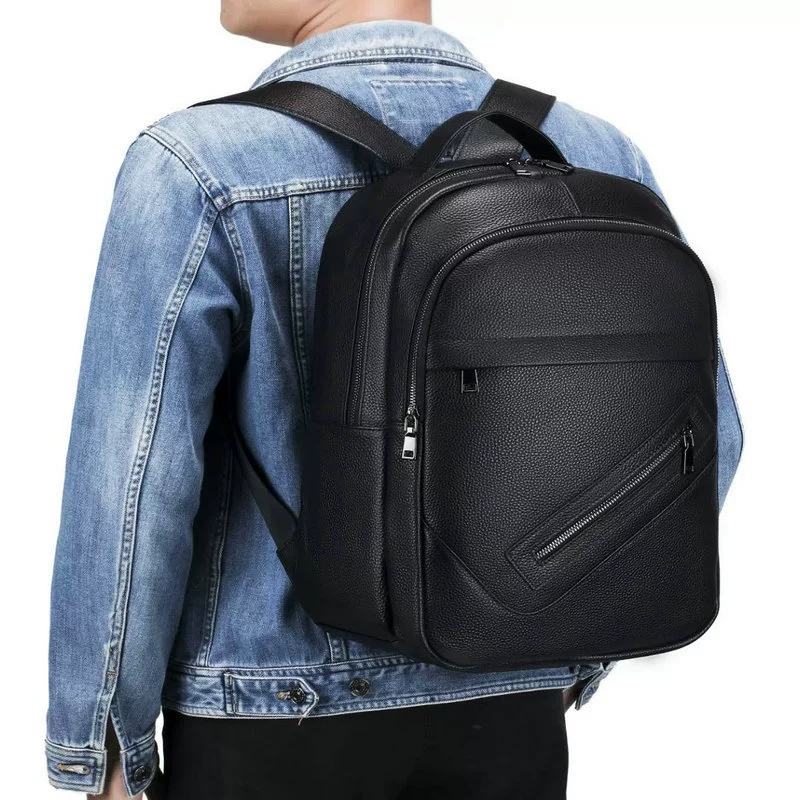 Mochila preta de couro genuíno - Leather Work Rucksack Mens avaliação e preço