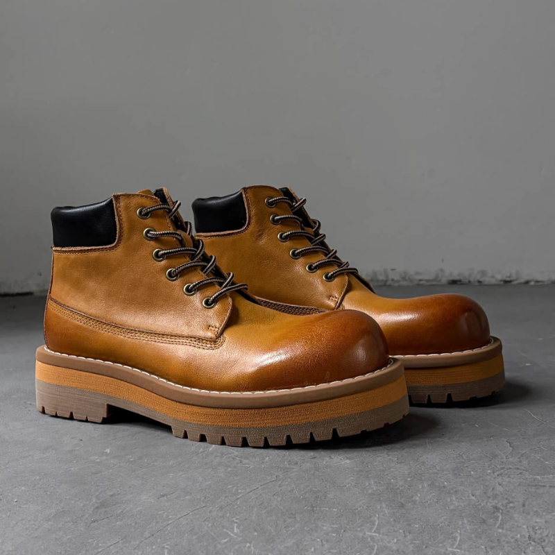 Botas masculinas estilo britân - Leather Work Boots avaliação e preço