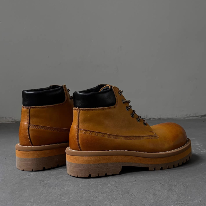 Botas masculinas estilo britân - Leather Work Boots avaliação e preço