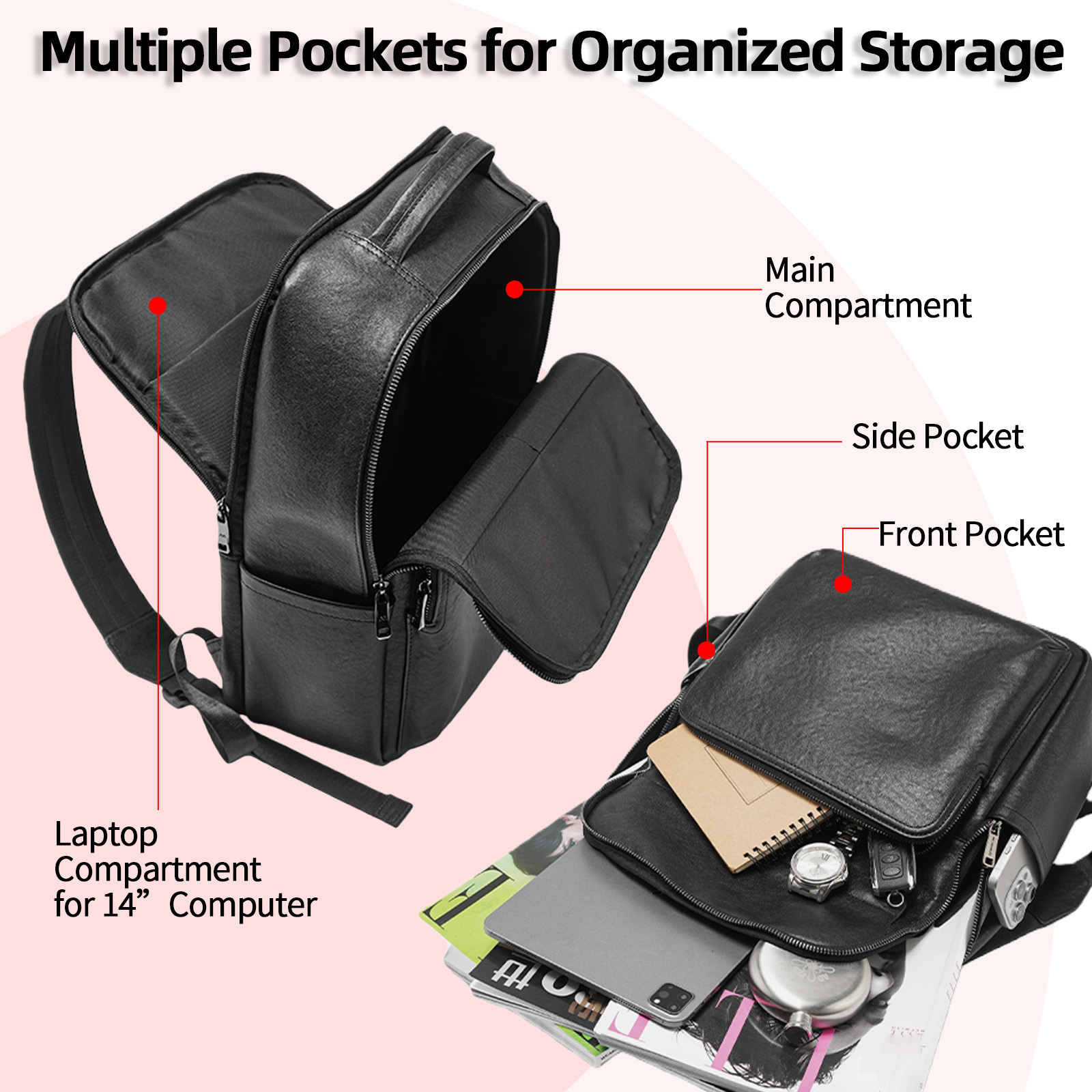 Mochila de couro genuíno preto - Leather Work Rucksack Mens avaliação e preço