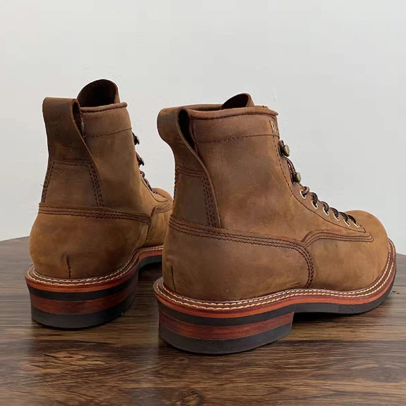 Botas de tornozelo masculinas  - Leather Work Boots avaliação e preço
