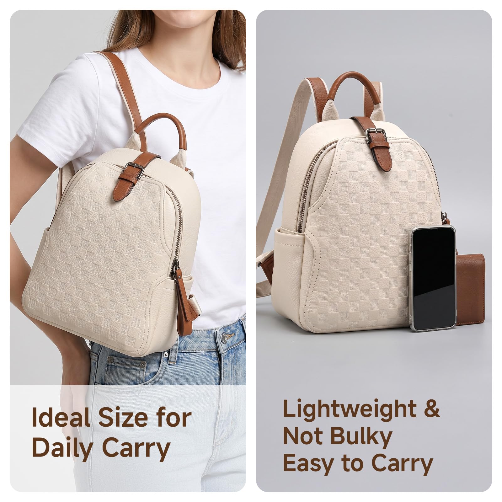 Mochila feminina de couro PU c - Leather Work Womens Backpack avaliação e preço
