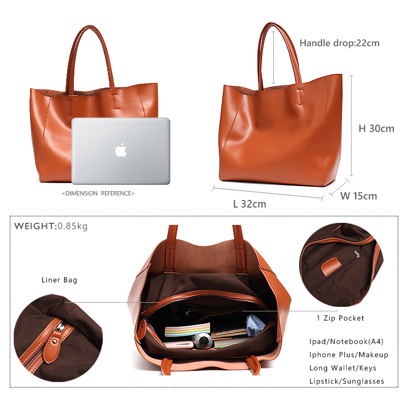 Bolsa tote grande minimalista  - Leather Work Bag Women avaliação e preço