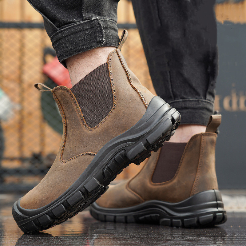 Tamanho grande moda masculina  - Leather Work Boots avaliação e preço