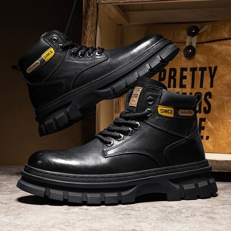 Botas de tornozelo de platafor - Leather Work Boots avaliação e preço