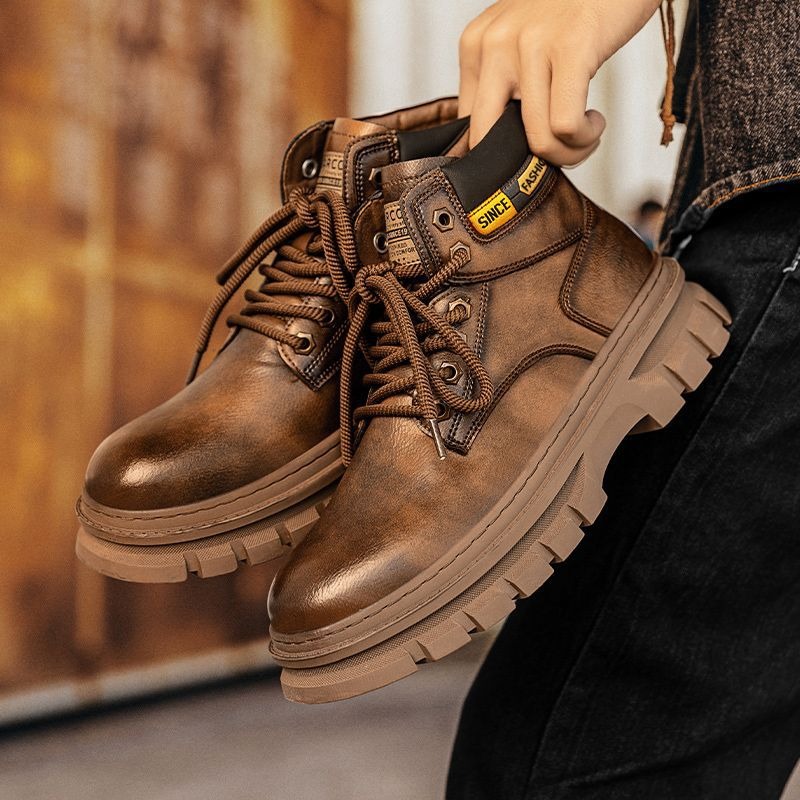 Botas de tornozelo de platafor - Leather Work Boots avaliação e preço