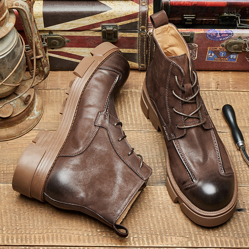 Botas de combate estilo britân - Leather Work Boots avaliação e preço