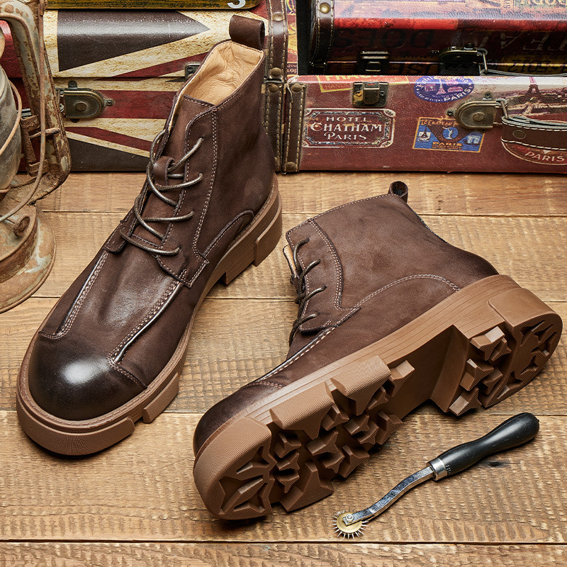 Botas de combate estilo britân - Leather Work Boots avaliação e preço