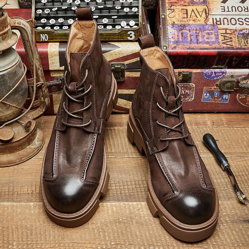 Botas de combate estilo britân - Leather Work Boots avaliação e preço