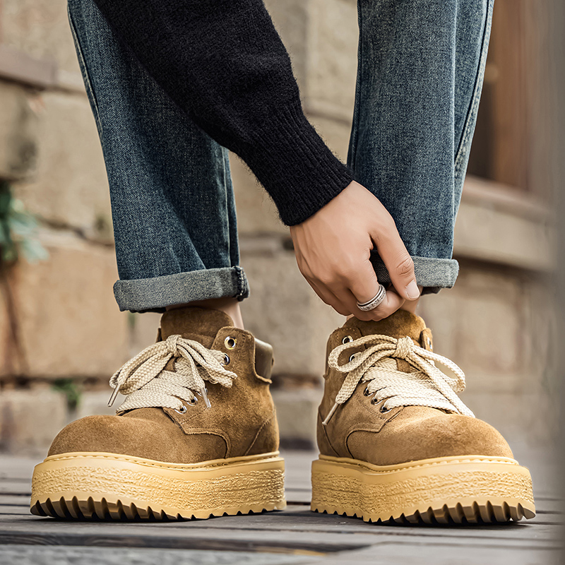 Botas masculinas de camurça de - Leather Work Boots avaliação e preço
