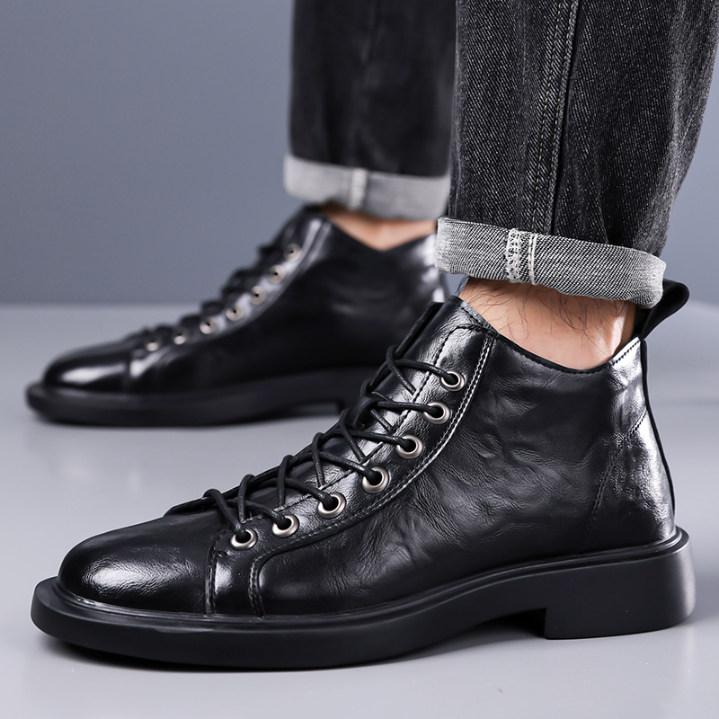 Botas de Couro Retro Britânica - Leather Work Boots avaliação e preço