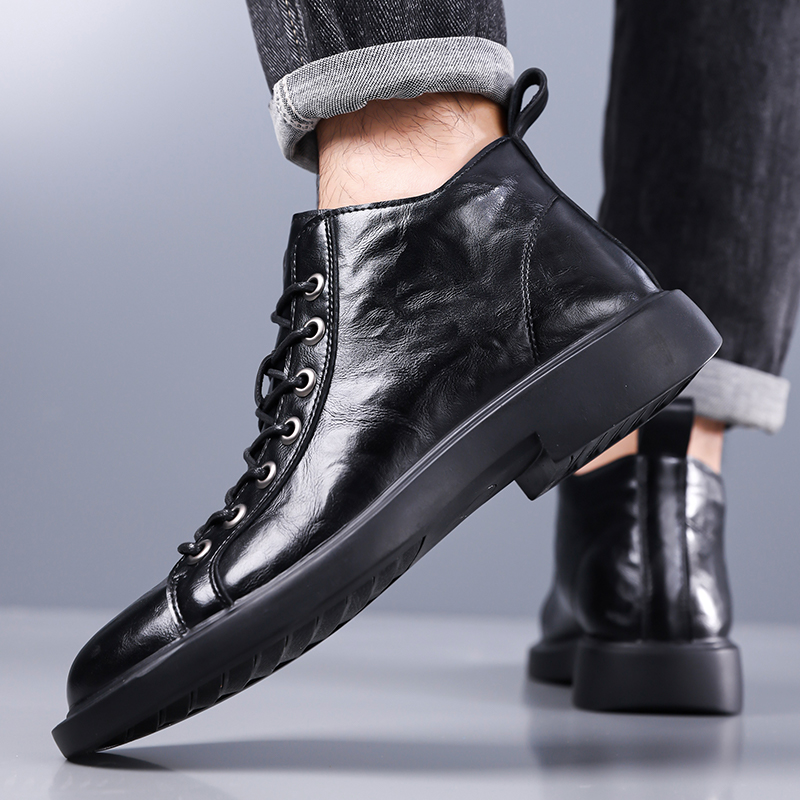Botas de Couro Retro Britânica - Leather Work Boots avaliação e preço
