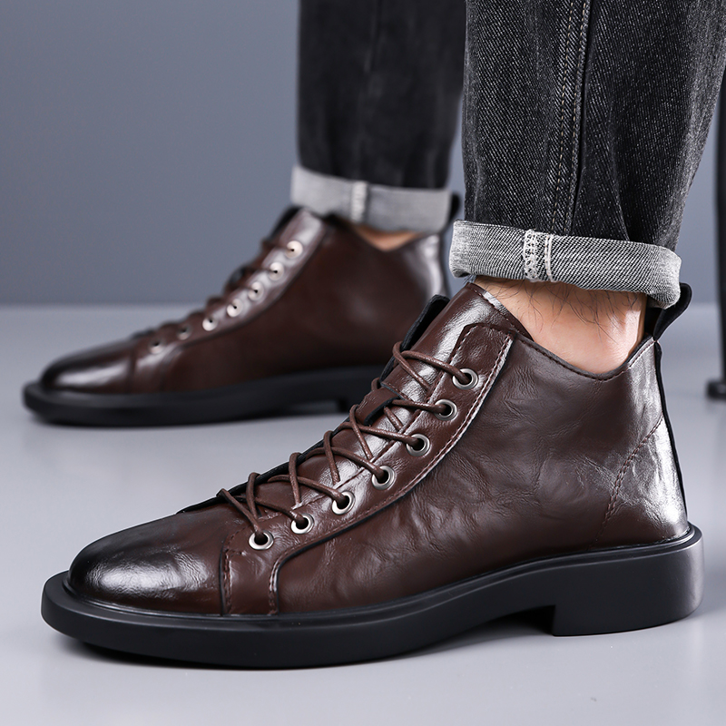 Botas de Couro Retro Britânica - Leather Work Boots avaliação e preço