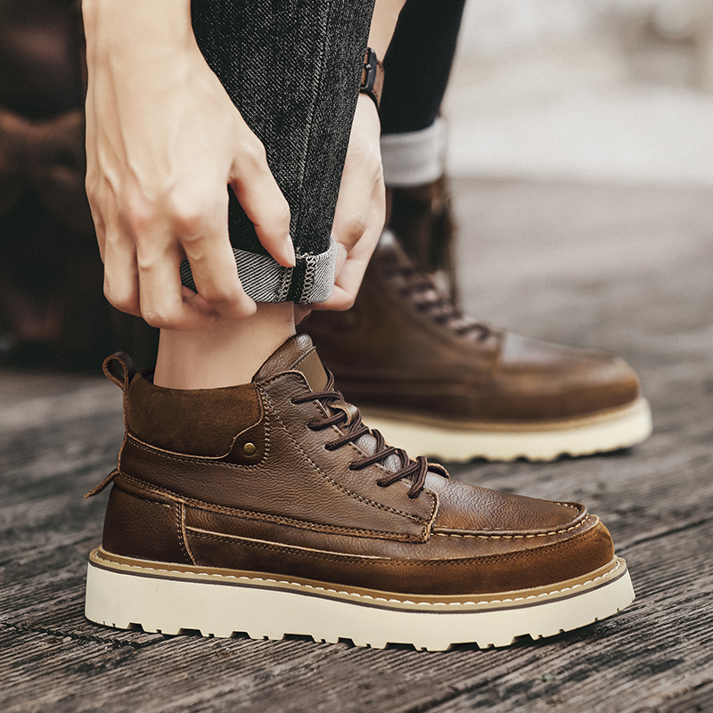 Botas de Trabalho Masculinas M - Leather Work Boots avaliação e preço