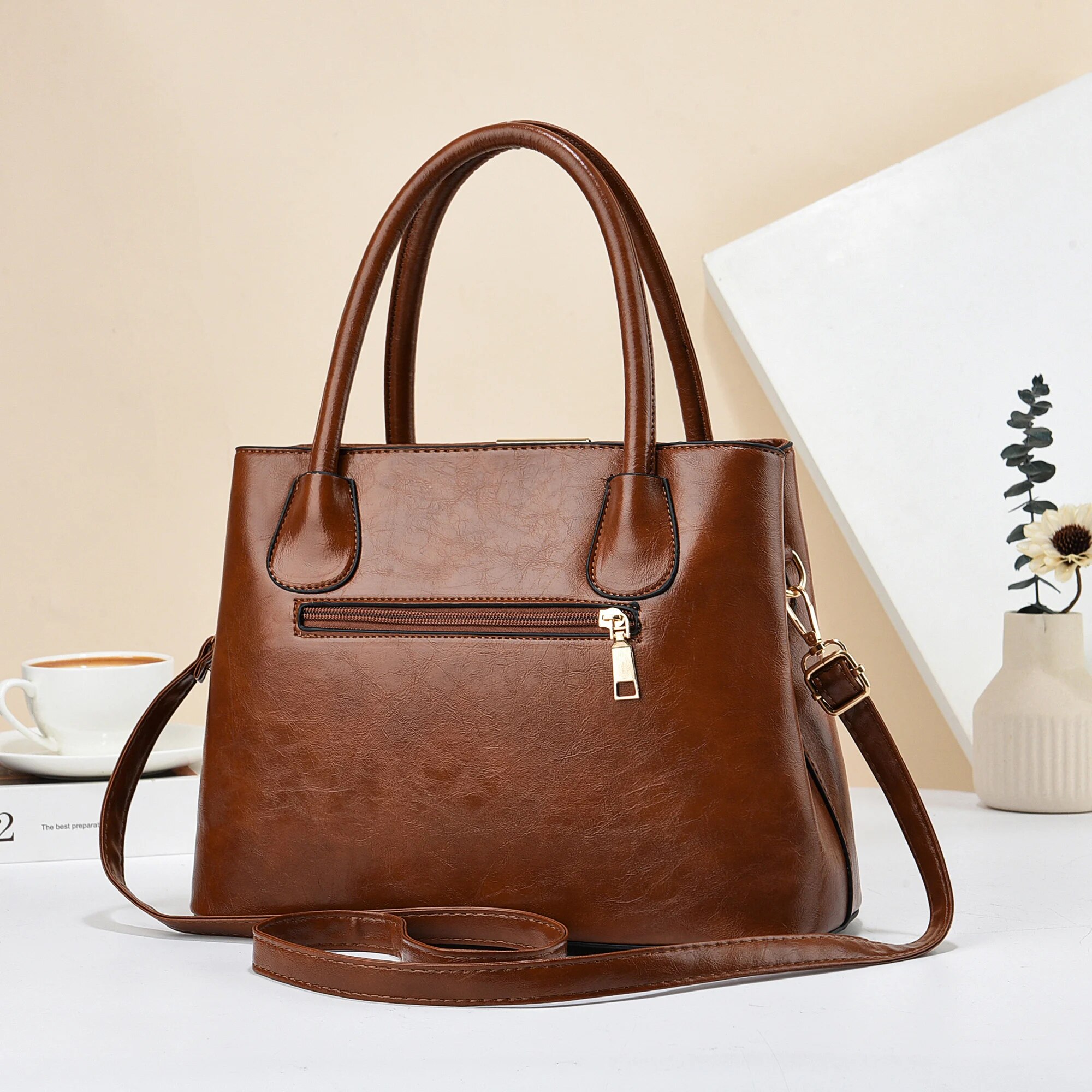 Bolsa crossbody de couro PU pa - Leather Work Bag Women avaliação e preço