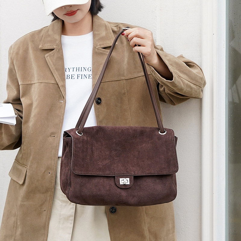 Bolsa de Ombro em Couro Suede  - Leather Work Bag Women avaliação e preço