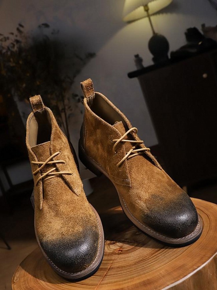 Moda versátil masculino rendas - Leather Work Boots avaliação e preço